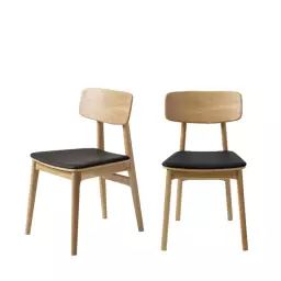 Orr – Lot de 2 chaises en bois et simili – Couleur – Noir
