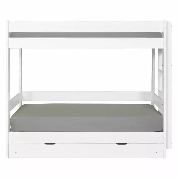 Pack lit superposé avec tiroir 80×200 cm bois massif blanc