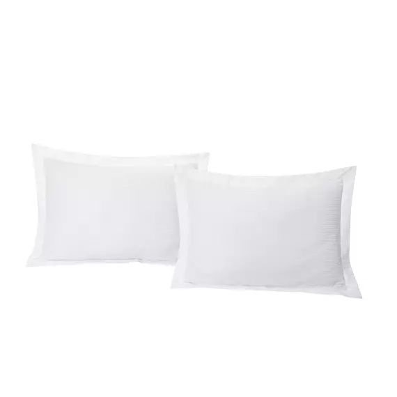 Lot de 2 taies d’oreiller satin de coton rayé 50×70 cm