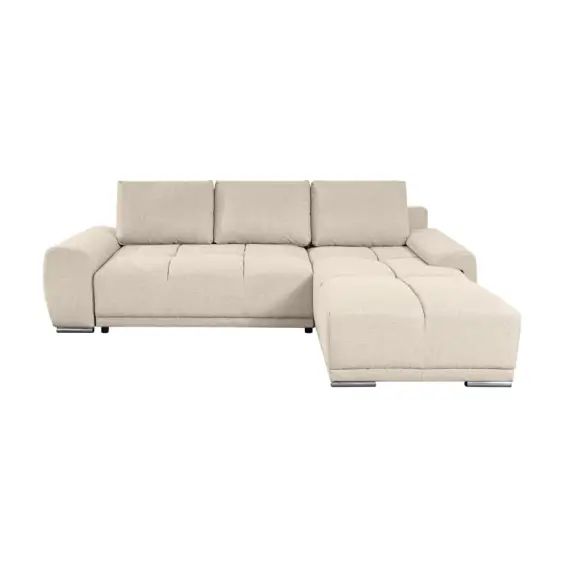 Canapé d&rsquo;angle droit 3 places convertible avec coffre – Tissu Beige