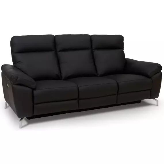 Canapé relax 3 places en cuir noir