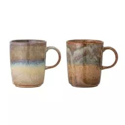 Mug Vaisselle en Céramique, Grès émaillé – Couleur Marron – 12.5 x 19.83 x 11 cm