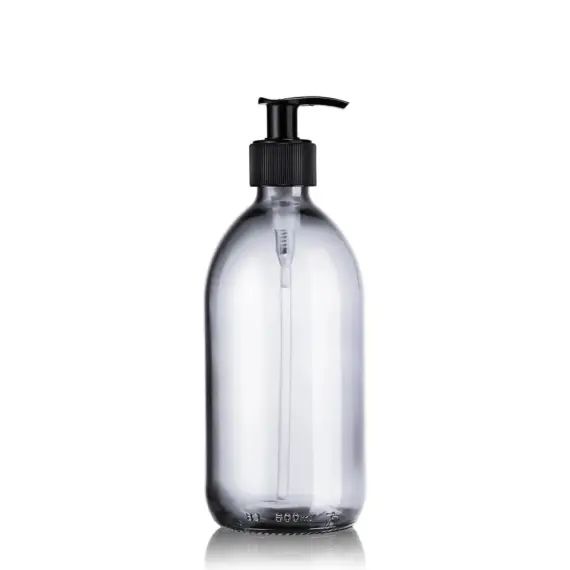 Distributeur de savon noir 500ml verre blanc