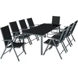 Salon de jardin aluminium 8 places gris foncé
