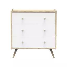 Commode 3 tiroirs Access Blanc Bois marron