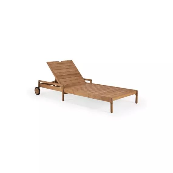 Transat inclinable à roulettes Jack en Bois, Teck massif – Couleur Bois naturel – 95.02 x 95.02 x 34 cm – Designer Jacques  Deneef