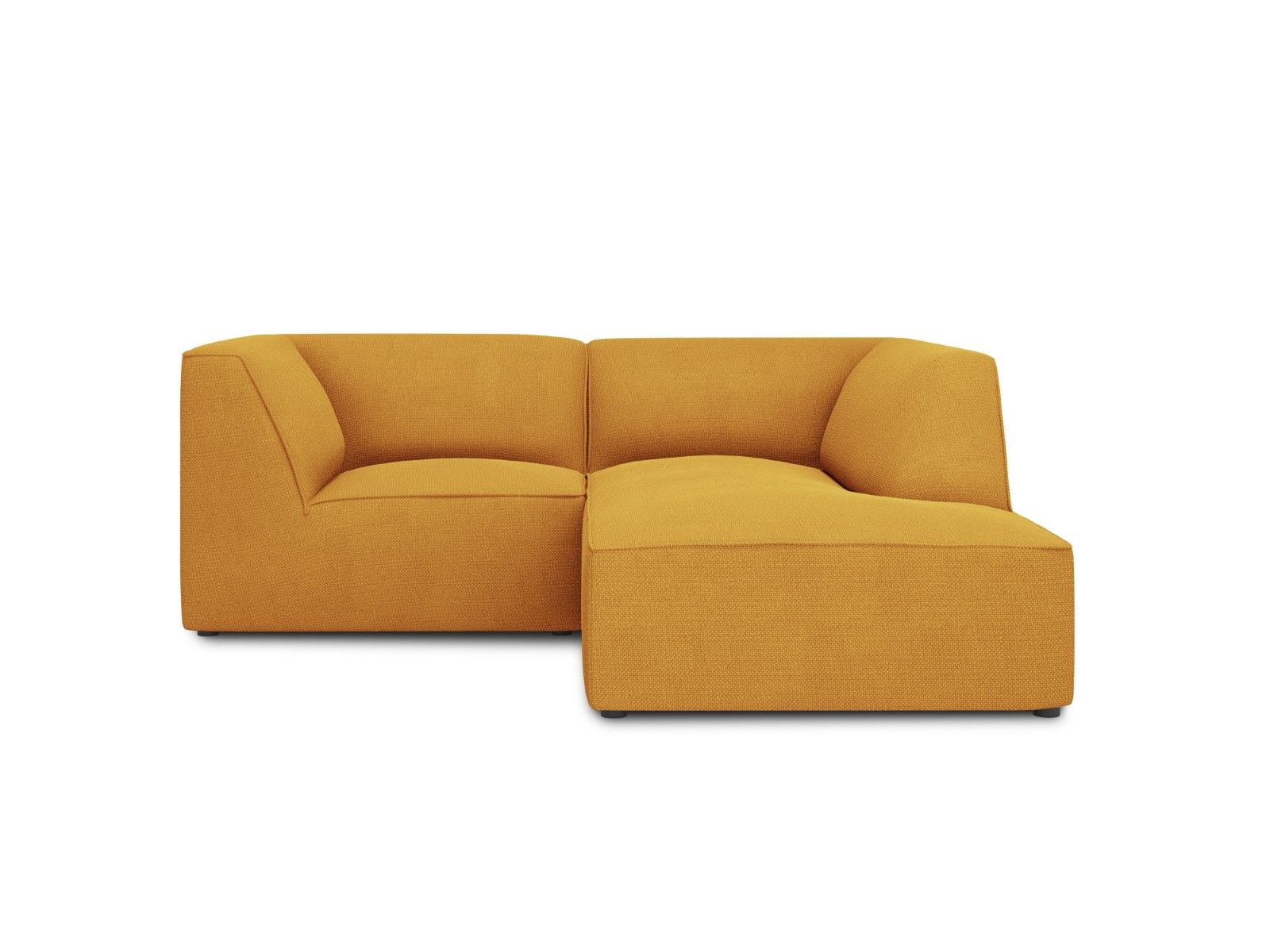 Canapé d’angle droit 3 places en tissu structurel jaune