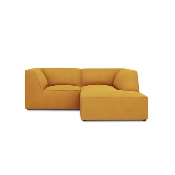 Canapé d’angle droit 3 places en tissu structurel jaune