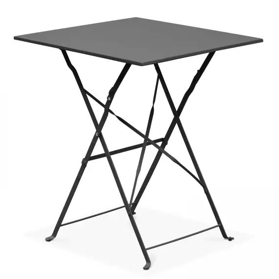 Table de jardin pliante bistrot en acier gris