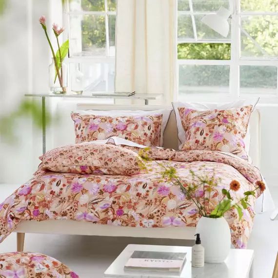 Housse de couette en satin de coton Rose clair 260×240 cm