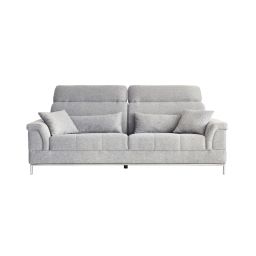 Canapé 3 places avec têtière en tissu gris
