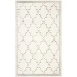 Tapis interieur / exterieur en ivoire & gris clair, 122 x 183 cm