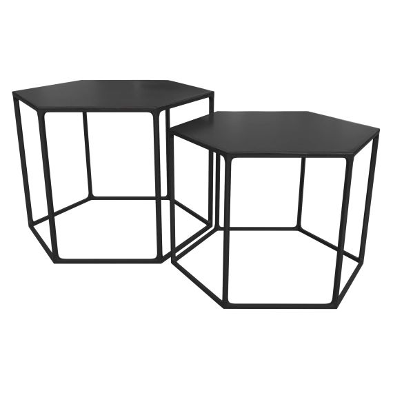 Tables basses hexagonales en métal noir (lot de 2)
