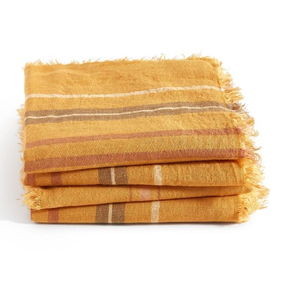 Lot de 4 serviettes de table lin lavé, Keïta