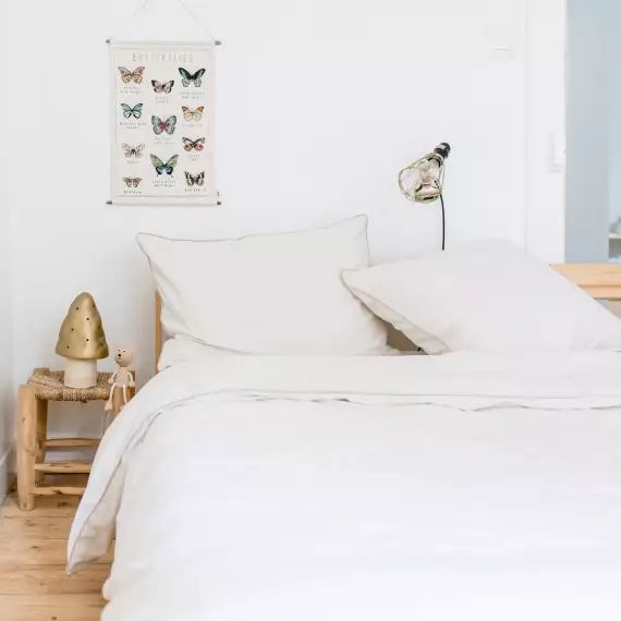 Housse de couette unie en coton beige 200×200