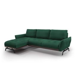 Canapé d’angle 4 places en tissu structuré vert