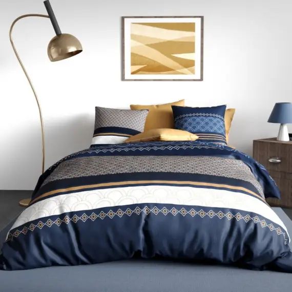Parure de couette 100% coton 57 fils imprimée 240×220 2 taies