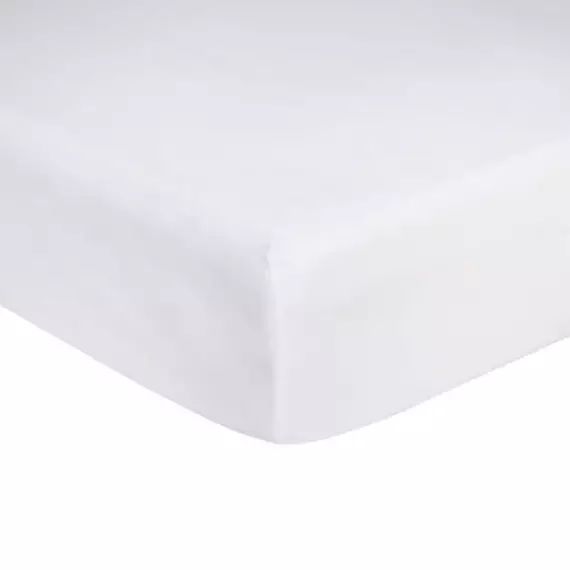 Drap housse uni en coton blanc 90×190