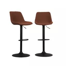 Lot de 2 tabourets de bar bouclettes terracotta