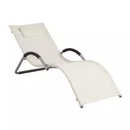 Chaise longue blanche avec appui-tête cardre en métal