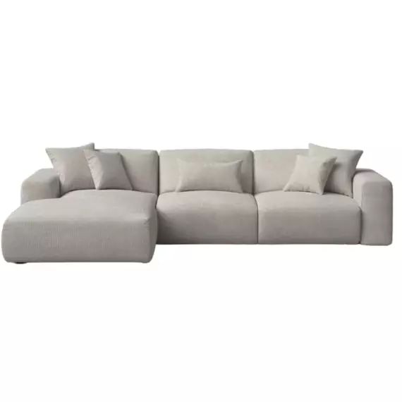 Canapé d’angle gauche 4 places en tissu gris
