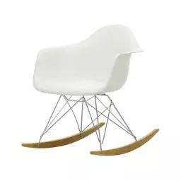 Rocking chair Eames Plastic Armchair en Plastique, Érable massif – Couleur Blanc – 63 x 82.77 x 76 cm – Designer Charles & Ray Eames