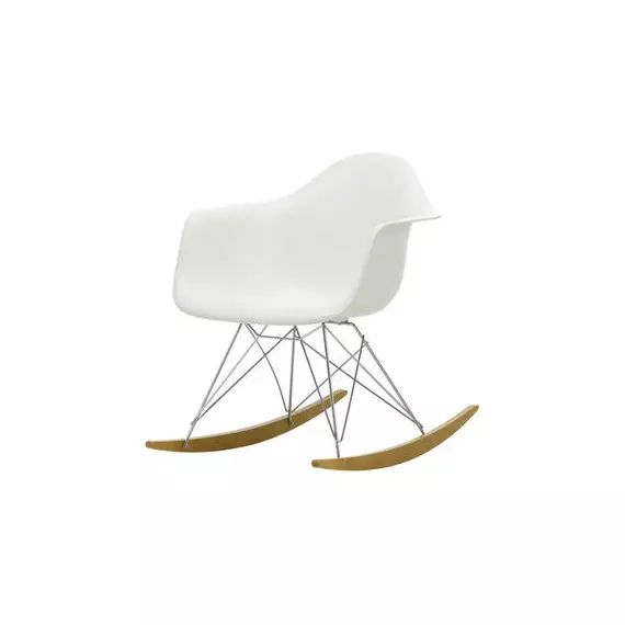 Rocking chair Eames Plastic Armchair en Plastique, Érable massif – Couleur Blanc – 63 x 82.77 x 76 cm – Designer Charles & Ray Eames