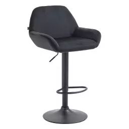 Tabouret de bar velours ajustable pivotant velours Noir