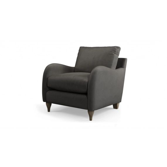 Custom MADE Sofia, fauteuil d’appoint, velours gris asphalte et pieds en bois clair