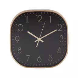 Horloge murale carré noire et dorée 30×30