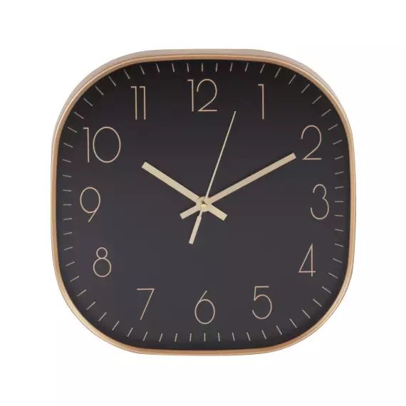 Horloge murale carré noire et dorée 30×30