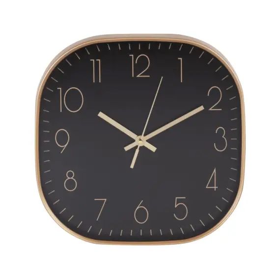 Horloge murale carré noire et dorée 30×30