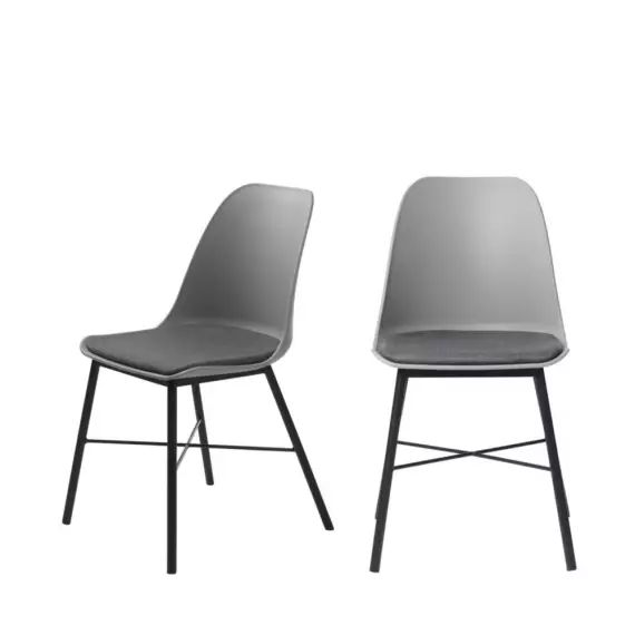 Curvi – Lot de 2 chaises en plastique et métal – Couleur – Gris