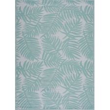 Tapis extérieur motif palmier turquoise 120×160