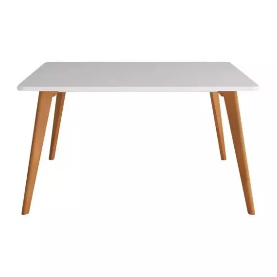 FOLD Table carrée 140×140 cm BUT PRO imitation hêtre et blanc