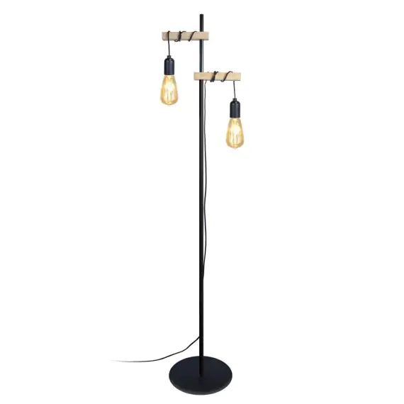 Lampadaire bois naturel et noir