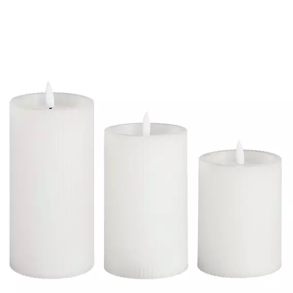 Lot de 3 bougies led en cire blanc H15