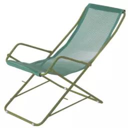 Chaise longue pliable en Métal, Toile – Couleur Vert – 22 x 58 x 95 cm