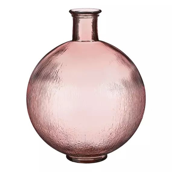 Vase bouteille en verre recyclé rose clair H42