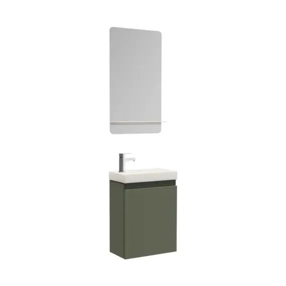 Meuble lave-mains  vert + miroir rectangulaire
