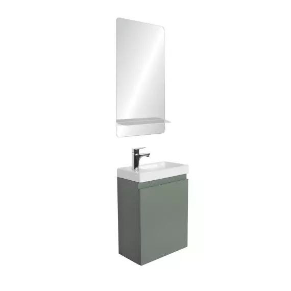 Meuble lave-mains  vert + miroir rectangulaire