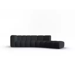 Canapé droit 5 places en tissu chenille noir
