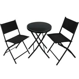 Ensemble table et chaises de jardin DUSSELDORF noir