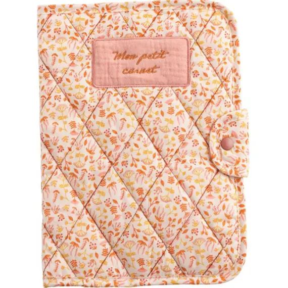 Protège carnet santé en coton rose