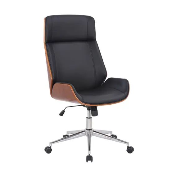 Chaise de bureau réglable en similicuir Noyer / Noir