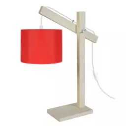 Lampe de bureau bois  naturel et rouge