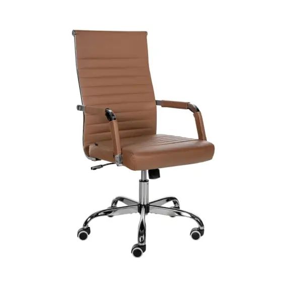 Chaise de bureau réglable pivotante en similicuir Marron clair