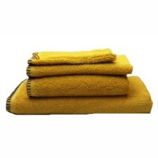 Drap de bain uni en 100% coton jaune 100×150