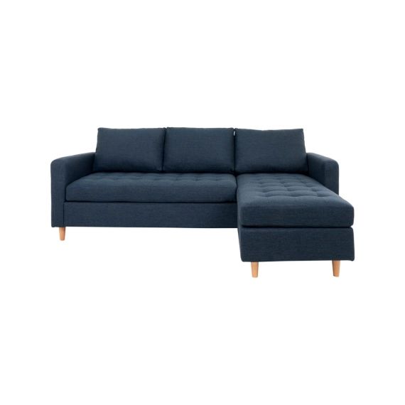 Canapé d’angle droit 3-4 places en tissu bleu