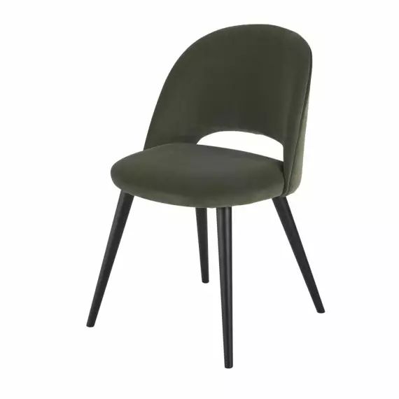 Chaise en velours vert kaki